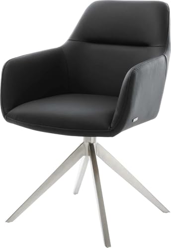 DELIFE Esszimmerstuhl Pejo-Flex Kreuzgestell breit Edelstahl Echt-Leder Schwarz 360° drehbar Wippfunktion Taschenfederkern DELIFE Esszimmerstuhl Pejo-Flex Kreuzgestell breit Edelstahl Echt-Leder Schwarz 360° drehbar Wippfunktion Taschenfederkern von DELIFE