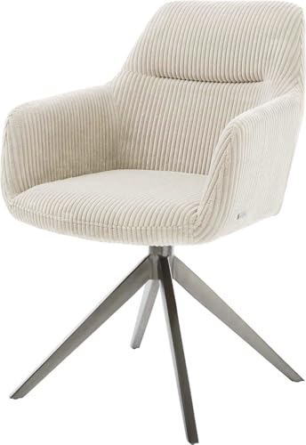 Esszimmerstuhl Pejo-Flex Kreuzgestell breit Graphit Cord Beige 360° drehbar Wippfunktion Taschenfederkern von DELIFE