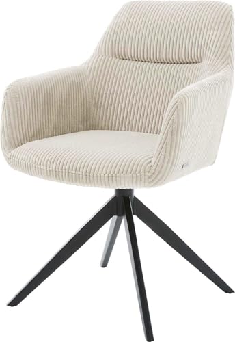 Esszimmerstuhl Pejo-Flex Kreuzgestell breit Schwarz Cord Beige 360° drehbar Wippfunktion Taschenfederkern von DELIFE