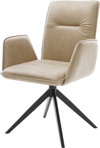 Esszimmerstuhl Vinja-Flex Kreuzgestell breit Schwarz Mikrofaser Beige Vintage 360° drehbar Wippfunktion Esszimmerstuhl Vinja-Flex Kreuzgestell breit Schwarz Mikrofaser Beige Vintage 360° drehbar Wippfunktion von DELIFE