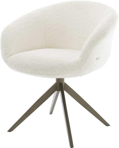 Esszimmerstuhl Vinka-Flex mit Armlehnen Kreuzgestell breit Effektfinish Titan Bouclé Weiß 360° drehbar Wippfunktion Taschenfederkern Esszimmerstuhl Vinka-Flex mit Armlehnen Kreuzgestell breit Effektfinish Titan Bouclé Weiß 360° drehbar Wippfunktion Taschenfederkern von DELIFE