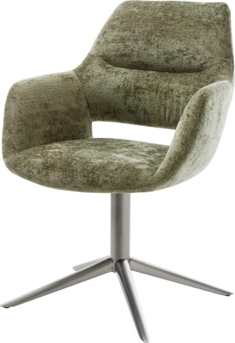DELIFE Esszimmerstuhl Yago-Flex mit Armlehnen Fußkreuz Graphit Chenille Olive 360° drehbar Wippfunktion Taschenfederkern DELIFE Esszimmerstuhl Yago-Flex mit Armlehnen Fußkreuz Graphit Chenille Olive 360° drehbar Wippfunktion Taschenfederkern von DELIFE