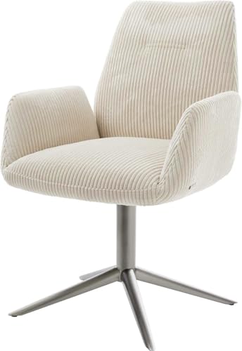 Esszimmerstuhl Zoa-Flex Fußkreuz Graphit Cord Beige 360° drehbar Wippfunktion Taschenfederkern von DELIFE