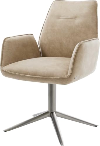 DELIFE Esszimmerstuhl Zoa-Flex Fußkreuz Graphit Mikrofaser Beige Vintage 360° drehbar Wippfunktion Taschenfederkern DELIFE Esszimmerstuhl Zoa-Flex Fußkreuz Graphit Mikrofaser Beige Vintage 360° drehbar Wippfunktion Taschenfederkern von DELIFE