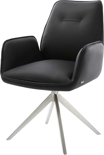 DELIFE Esszimmerstuhl Zoa-Flex Kreuzgestell breit Edelstahl Echt-Leder Schwarz 360° drehbar Wippfunktion Taschenfederkern DELIFE Esszimmerstuhl Zoa-Flex Kreuzgestell breit Edelstahl Echt-Leder Schwarz 360° drehbar Wippfunktion Taschenfederkern von DELIFE