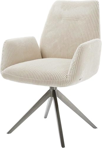 Esszimmerstuhl Zoa-Flex Kreuzgestell breit Graphit Cord Beige 360° drehbar Wippfunktion Taschenfederkern von DELIFE
