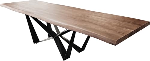 DELIFE Esszimmertisch Edge Akazie Braun 300x100 XL Spider Flachstahl Schwarz Live-Edge von DELIFE