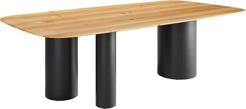 DELIFE Esszimmertisch Edge Boot Eiche Natur 240x120x2,5-3 Troa Metall Schwarz Schweizer Kante von DELIFE