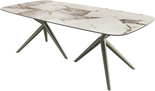 DELIFE Esszimmertisch Edge Boot Keramik Iris FMG Patagonia Lappato 240x120 Estelar Rund Metall Effektfinish Titan von DELIFE