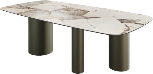 DELIFE Esszimmertisch Edge Boot Keramik Iris FMG Patagonia Lappato 240x120 Troa Metall Effektfinish Titan von DELIFE