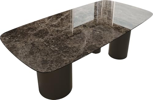 DELIFE Esszimmertisch Edge Boot Keramik Laminam® Emperador Extra Lucidato Dunkelbraun 200x100 Troa Metall Effektfinish Titan von DELIFE