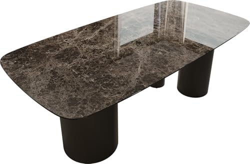 DELIFE Esszimmertisch Edge Boot Keramik Laminam® Emperador Extra Lucidato Dunkelbraun 200x100 Troa Metall Schwarz von DELIFE