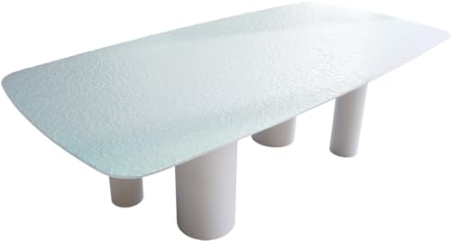 Esszimmertisch Edge Boot Reliefglas Perlmutt 3D-Design 240x120 Pilier Metall Weiß Esszimmertisch Edge Boot Reliefglas Perlmutt 3D-Design 240x120 Pilier Metall Weiß von DELIFE