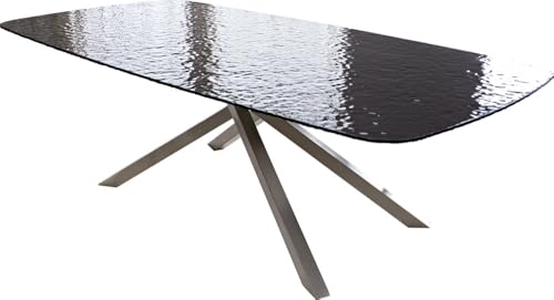 DELIFE Esszimmertisch Edge Boot Reliefglas Rauchschwarz 3D-Design 240x120 Kreuzgestell Rechteck Edelstahl DELIFE Esszimmertisch Edge Boot Reliefglas Rauchschwarz 3D-Design 240x120 Kreuzgestell Rechteck Edelstahl von DELIFE