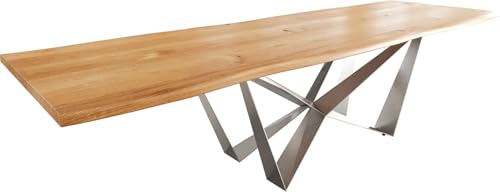 DELIFE Esszimmertisch Edge Eiche Natur 300x100x4 Spider Flachstahl Edelstahl Live-Edge DELIFE Esszimmertisch Edge Eiche Natur 300x100x4 Spider Flachstahl Edelstahl Live-Edge von DELIFE