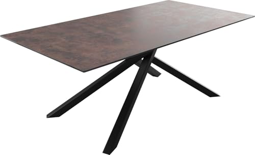 DELIFE Esszimmertisch Edge Glas Antique-braun 200x100 Kreuzgestell Rechteck Schwarz von DELIFE