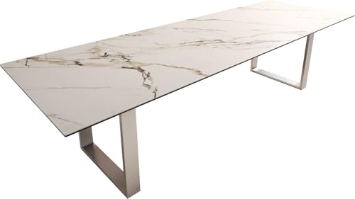 DELIFE Esszimmertisch Edge Keramik Calacatta Luxe Weiß-Gold-Grau 300x100 Edelstahl Schmal DELIFE Esszimmertisch Edge Keramik Calacatta Luxe Weiß-Gold-Grau 300x100 Edelstahl Schmal von DELIFE