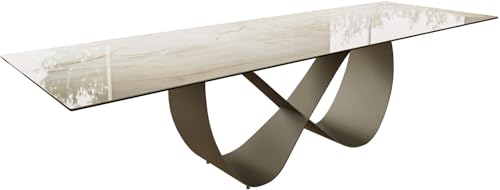 DELIFE Esszimmertisch Edge Keramik Laminam® Onice ORO ?300x100 Infinity Metall Effektfinish Titan von DELIFE