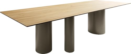 DELIFE Esszimmertisch Edge Keramik Laminam® Sabbia Eichefarbig 300x100 Troa Metall Effektfinish Titan von DELIFE