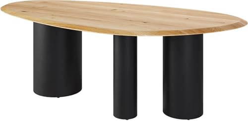 DELIFE Esszimmertisch Edge Oval Eiche Natur 220x120x2,5 Troa Metall Schwarz Flow-Edge von DELIFE