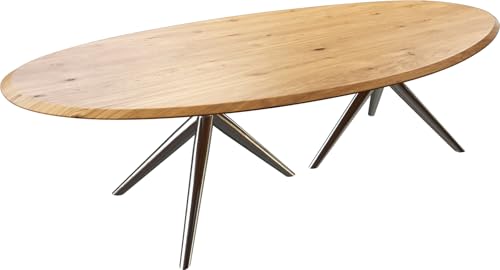 DELIFE Esszimmertisch Edge Oval Eiche Natur 280x130x2,5 Estelar rund Edelstahl Flow-Edge DELIFE Esszimmertisch Edge Oval Eiche Natur 280x130x2,5 Estelar rund Edelstahl Flow-Edge von DELIFE