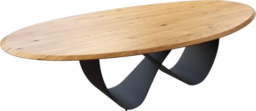 DELIFE Esszimmertisch Edge Oval Eiche Natur 280x130x2,5 Infinity Metall Schwarz Flow-Edge von DELIFE