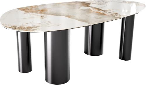 DELIFE Esszimmertisch Edge Oval Keramik Minas Melange Weiß-Beige 220x120 Pilier Edelstahl Graphit DELIFE Esszimmertisch Edge Oval Keramik Minas Melange Weiß-Beige 220x120 Pilier Edelstahl Graphit von DELIFE