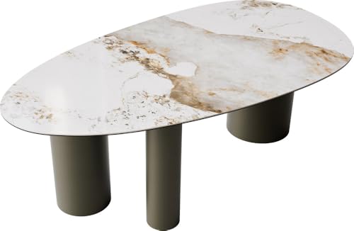 DELIFE Esszimmertisch Edge Oval Keramik Minas Melange Weiß-Beige 220x120 Troa Metall Effektfinish Titan DELIFE Esszimmertisch Edge Oval Keramik Minas Melange Weiß-Beige 220x120 Troa Metall Effektfinish Titan von DELIFE