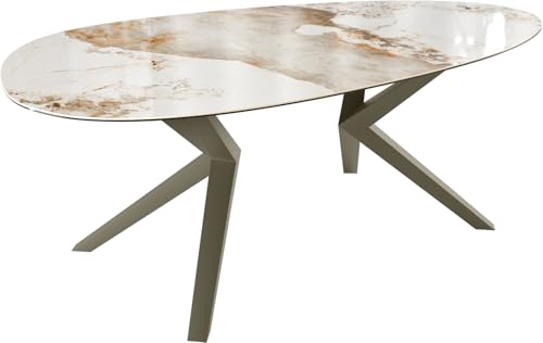 DELIFE Esszimmertisch Edge Oval Keramik Minas Melange Weiß-Beige 220x120 Zenthara kantig Metall Effektfinish Titan DELIFE Esszimmertisch Edge Oval Keramik Minas Melange Weiß-Beige 220x120 Zenthara kantig Metall Effektfinish Titan von DELIFE