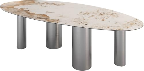 DELIFE Esszimmertisch Edge Oval Keramik Minas Melange Weiß-Beige 280x130 Pilier Edelstahl DELIFE Esszimmertisch Edge Oval Keramik Minas Melange Weiß-Beige 280x130 Pilier Edelstahl von DELIFE