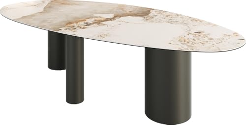 DELIFE Esszimmertisch Edge Oval Keramik Minas Melange Weiß-Beige 280x130 Troa Metall Effektfinish Titan DELIFE Esszimmertisch Edge Oval Keramik Minas Melange Weiß-Beige 280x130 Troa Metall Effektfinish Titan von DELIFE