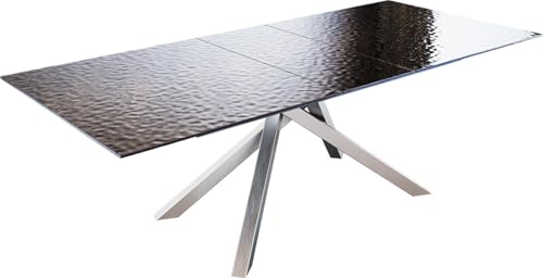DELIFE Esszimmertisch Edge Reliefglas Rauchschwarz 3D-Design 180-220x100 Kreuzgestell Rechteck Edelstahl ausziehbar DELIFE Esszimmertisch Edge Reliefglas Rauchschwarz 3D-Design 180-220x100 Kreuzgestell Rechteck Edelstahl ausziehbar von DELIFE