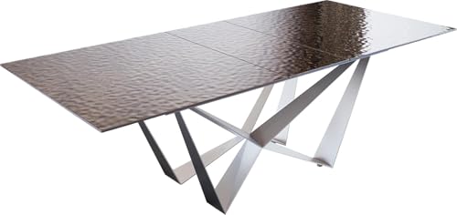 DELIFE Esszimmertisch Edge Reliefglas Rauchschwarz 3D-Design 180-220x100 Spider Flachstahl Edelstahl ausziehbar DELIFE Esszimmertisch Edge Reliefglas Rauchschwarz 3D-Design 180-220x100 Spider Flachstahl Edelstahl ausziehbar von DELIFE