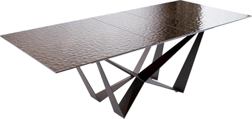 Esszimmertisch Edge Reliefglas Rauchschwarz 3D-Design 180-220x100 Spider Flachstahl Schwarz ausziehbar Esszimmertisch Edge Reliefglas Rauchschwarz 3D-Design 180-220x100 Spider Flachstahl Schwarz ausziehbar von DELIFE