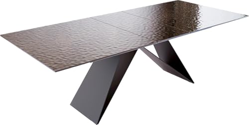 DELIFE Esszimmertisch Edge Reliefglas Rauchschwarz 3D-Design 180-220x100 V-Gestell Flachstahl Schwarz ausziehbar DELIFE Esszimmertisch Edge Reliefglas Rauchschwarz 3D-Design 180-220x100 V-Gestell Flachstahl Schwarz ausziehbar von DELIFE