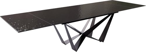 Esszimmertisch Edge Reliefglas Rauchschwarz 3D-Design 200-300x100 Spider Flachstahl Schwarz ausziehbar Esszimmertisch Edge Reliefglas Rauchschwarz 3D-Design 200-300x100 Spider Flachstahl Schwarz ausziehbar von DELIFE