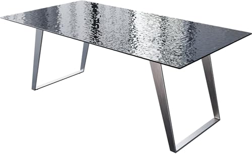 DELIFE Esszimmertisch Edge Reliefglas Rauchschwarz 3D-Design 200x100 Edelstahl Schräg DELIFE Esszimmertisch Edge Reliefglas Rauchschwarz 3D-Design 200x100 Edelstahl Schräg von DELIFE