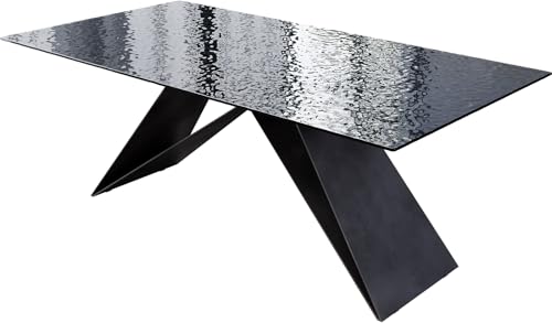 DELIFE Esszimmertisch Edge Reliefglas Rauchschwarz 3D-Design 200x100 V-Gestell Flachstahl Schwarz DELIFE Esszimmertisch Edge Reliefglas Rauchschwarz 3D-Design 200x100 V-Gestell Flachstahl Schwarz von DELIFE