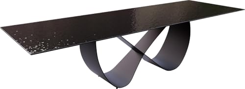 DELIFE Esszimmertisch Edge Reliefglas Rauchschwarz 3D-Design 300x100 Infinity Metall Schwarz von DELIFE