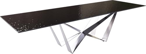 DELIFE Esszimmertisch Edge Reliefglas Rauchschwarz 3D-Design 300x100 Spider Flachstahl Edelstahl DELIFE Esszimmertisch Edge Reliefglas Rauchschwarz 3D-Design 300x100 Spider Flachstahl Edelstahl von DELIFE