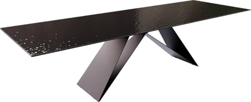 DELIFE Esszimmertisch Edge Reliefglas Rauchschwarz 3D-Design 300x100 V-Gestell Flachstahl Schwarz DELIFE Esszimmertisch Edge Reliefglas Rauchschwarz 3D-Design 300x100 V-Gestell Flachstahl Schwarz von DELIFE