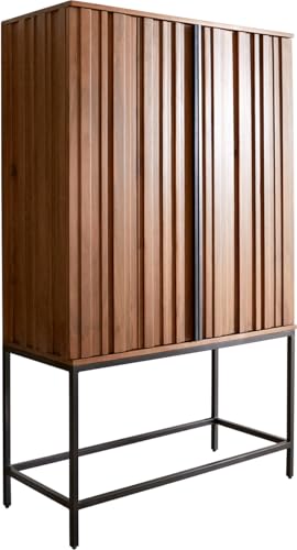DELIFE Hochschrank Sivela Mango Braun Metall Schwarz 90x150 cm 2 Türen Highboard DELIFE Hochschrank Sivela Mango Braun Metall Schwarz 90x150 cm 2 Türen Highboard von DELIFE