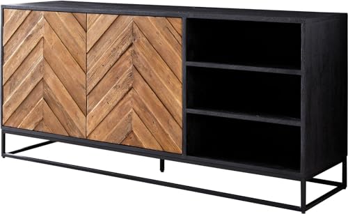 DELIFE Kommode Famke Mango Teak 145 cm 2 Türen 3 Fächer Sideboard von DELIFE