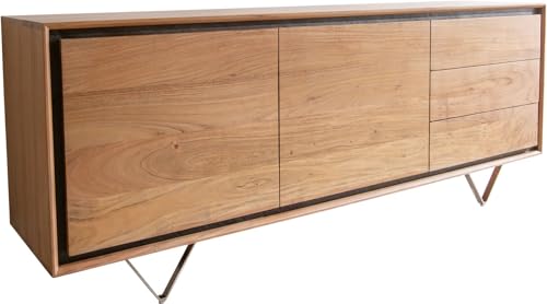 DELIFE Kommode Stonegrace Akazie Natur 175 cm 2 Türen 3 Schubladen Steinfurnier V-Fuß von DELIFE