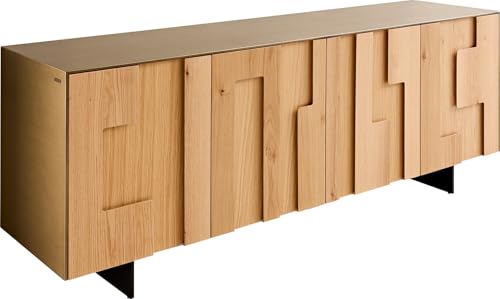 DELIFE Kommode Taka Metallic Gold 200 cm 4 Türen schwebend Metall Schwarz Sideboard von DELIFE