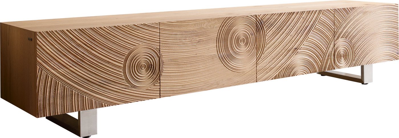 DELIFE Lowboard Ashara, Eiche Natur 3D Effekt 220 cm 4 Türen Kufe Edelstahl gebürstet Lowboard DELIFE Lowboard Ashara, Eiche Natur 3D Effekt 220 cm 4 Türen Kufe Edelstahl gebürstet Lowboard von DELIFE