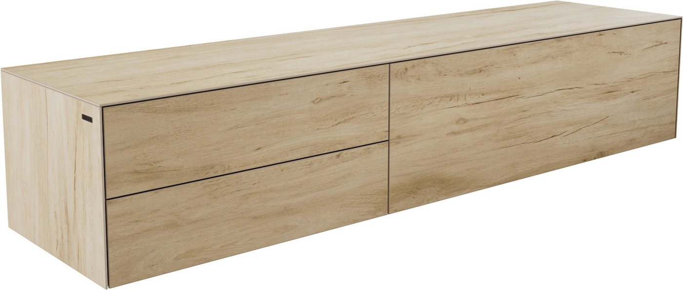 DELIFE Lowboard Cuor, Keramik Laminam® Sabbia Eichefarbig 180 cm 1 Klappe 2 Schubfächer Schw von DELIFE