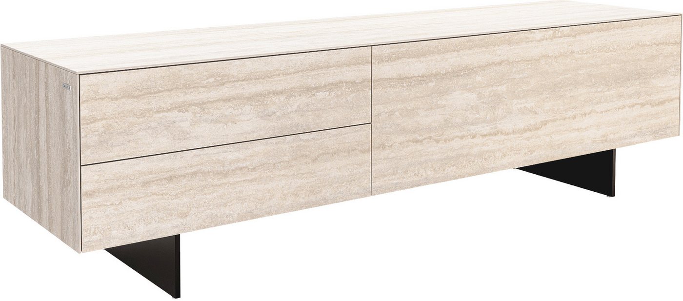 DELIFE Lowboard Cuor, Keramik Laminam® Travertino Bianco Creme-Weiß 180 cm 1 Klappe 2 Schubf von DELIFE