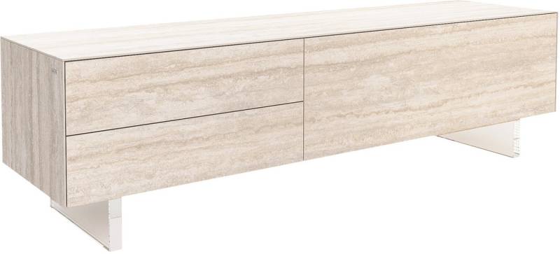 DELIFE Lowboard Cuor, Keramik Laminam® Travertino Bianco Creme-Weiß 180 cm 1 Klappe 2 Schubf von DELIFE