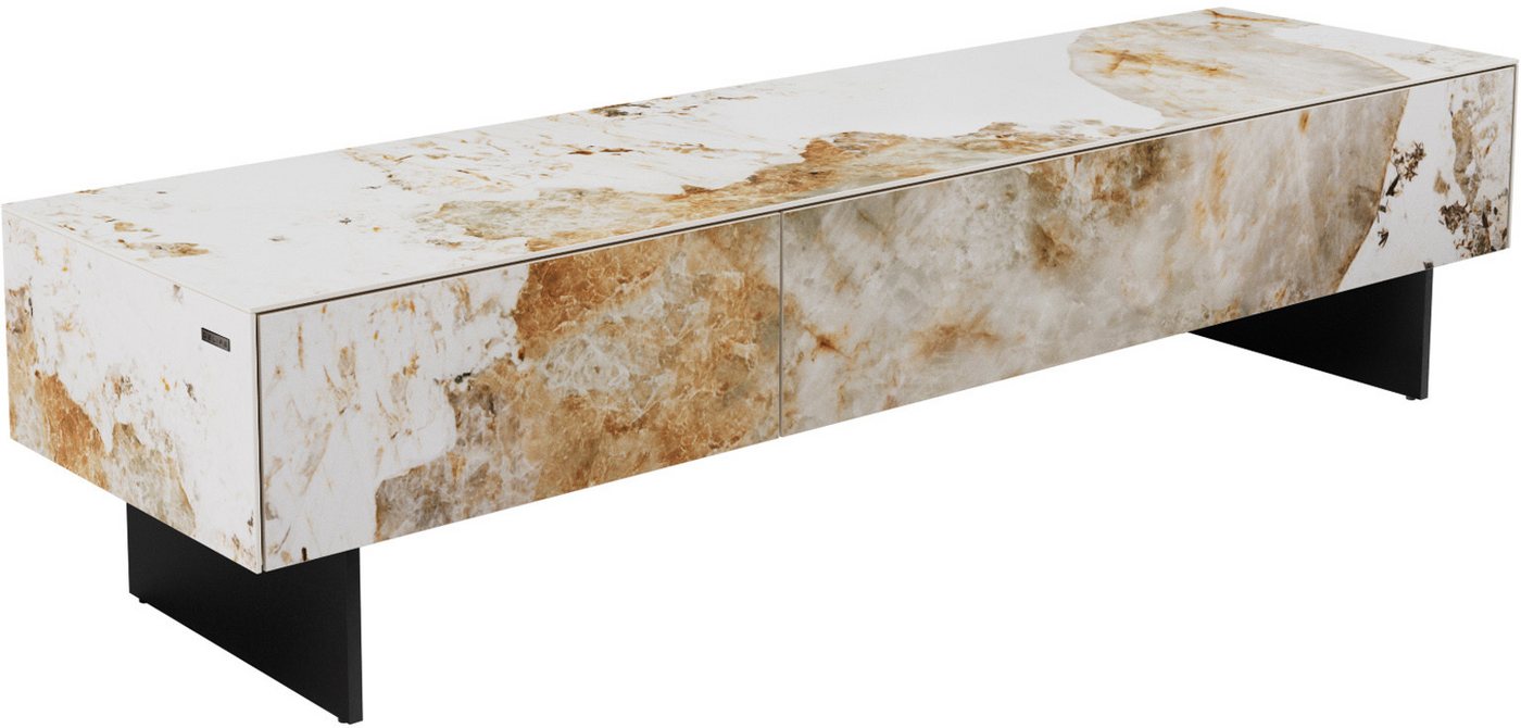 DELIFE Lowboard Cuor, Keramik Minas Melange Weiß-Beige 150 cm 1 Klappe 1 Schubfach Fuß Schwe von DELIFE